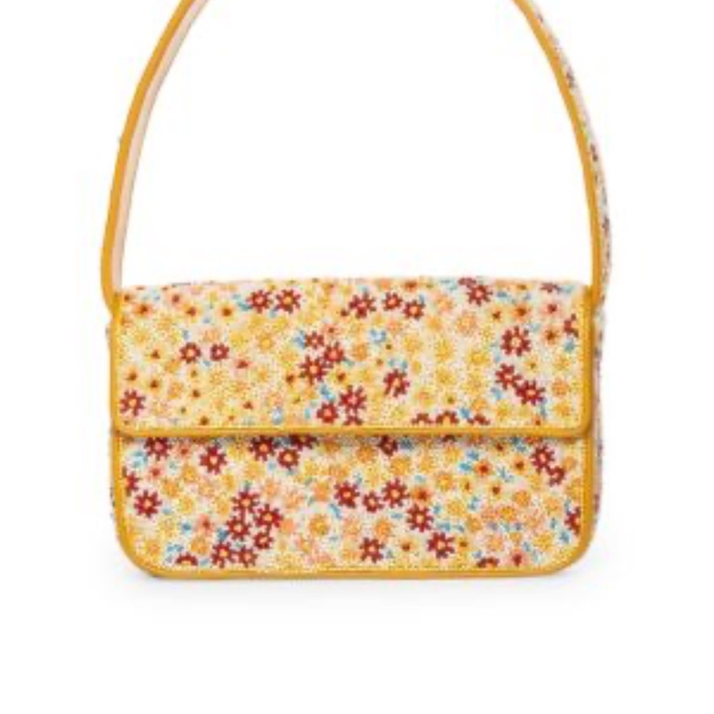 STAUD Tommy Bandana Beaded Baguette shoulder bag Floral Yellow Women's Bag